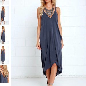 Lush Mood Melody Washed Blue High-Low Dress - NWOT